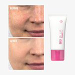 BB BLUR before and after showing visibly smoother, more even-looking skin