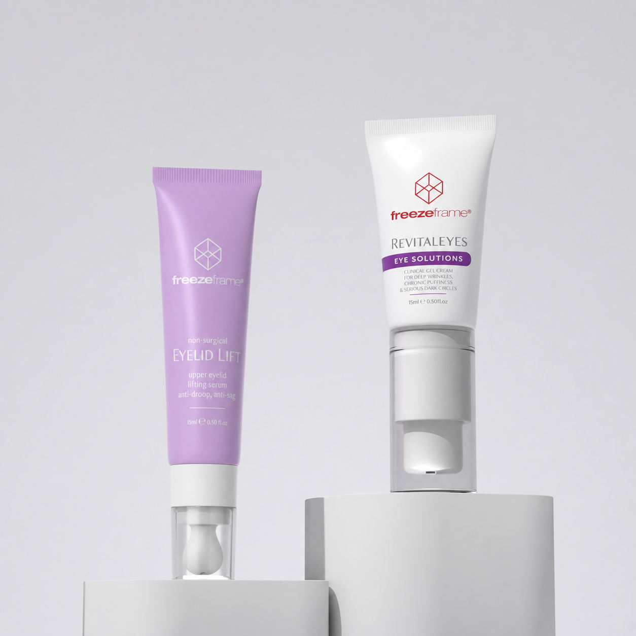 freezeframe EYELID LIFT and REVITALEYES bundle, eyelid lift serum and targeted eye treatment for hooded and drooping eyelids