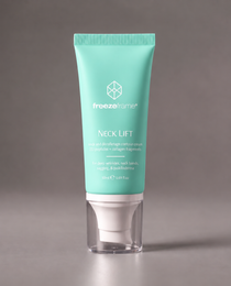 freezeframe NECK LIFT 50ml anti-ageing neck and décolletage firming cream with 222 peptides and collagen fragments, featuring a precision applicator to target neck wrinkles, sagging skin and neck lines.