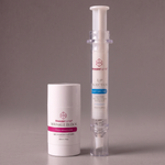 freezeframe PLUMP & FIRM SET featuring WRINKLE BLOCK 30ml age prevention multi stick and LIP INJECTION 10ml needle-free lip plumper, designed to smooth the appearance of wrinkles and create fuller-looking lips.