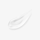 Close-up of freezeframe REVITALEYES eye gel serum texture, showing a smooth, glossy white skincare formula spread across a clean white background.