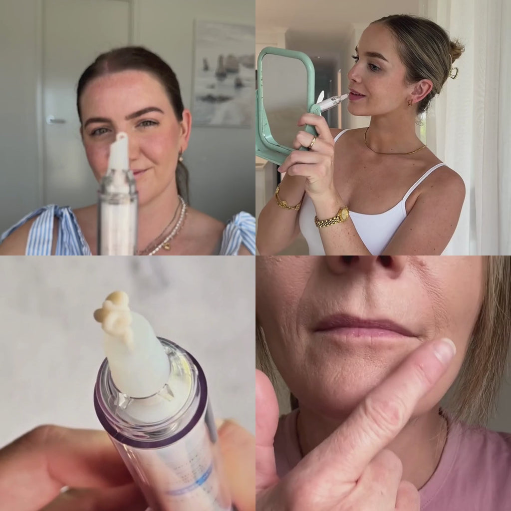 freezeframe LIP INJECTION needle-free lip plumping treatment featured in a user-generated skincare video demonstrating the product and its fuller-looking lip benefits.
