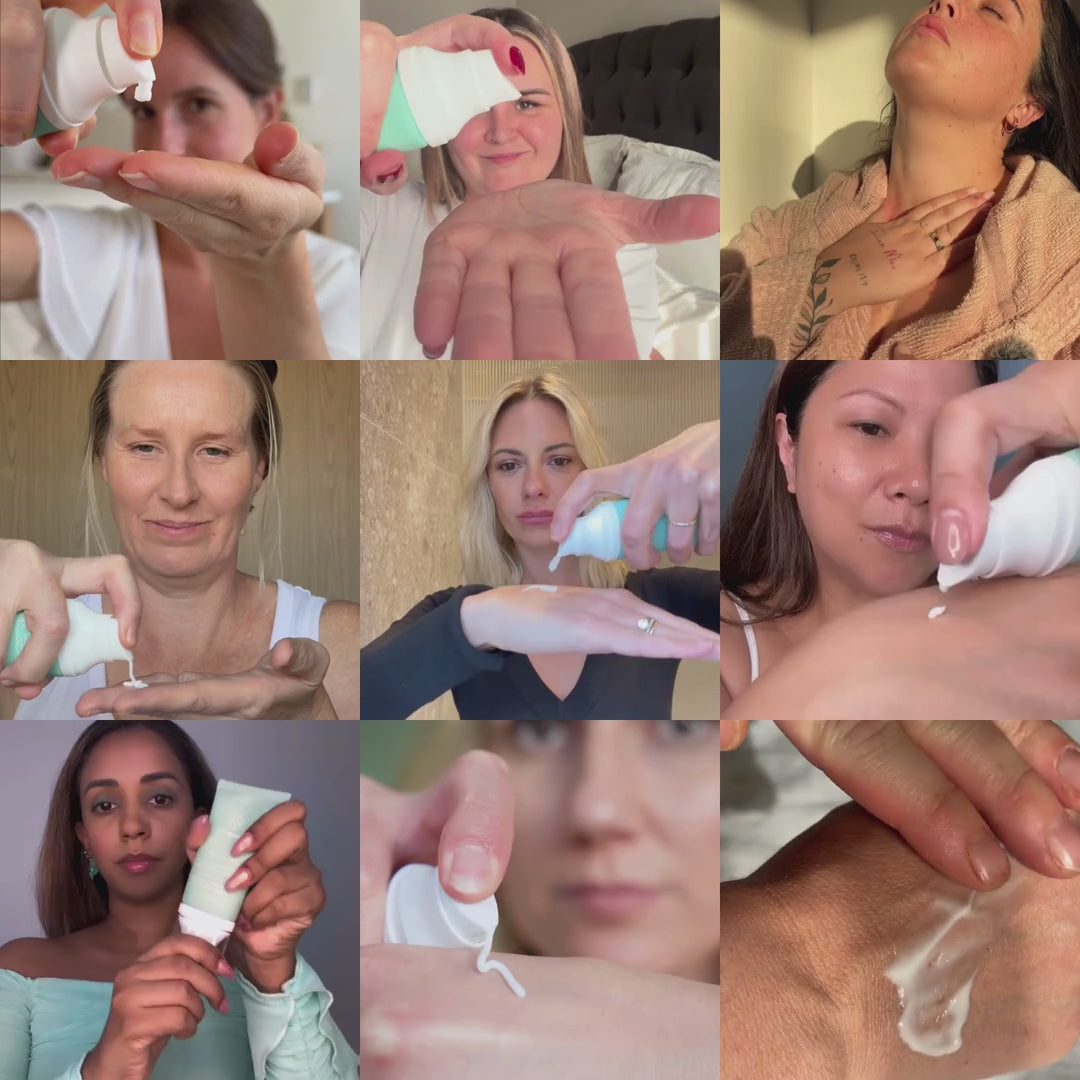 freezeframe NECK LIFT customer-generated video compilation featuring the firming neck and décolletage cream, designed to target deep neck wrinkles, sagging skin and visible signs of ageing.