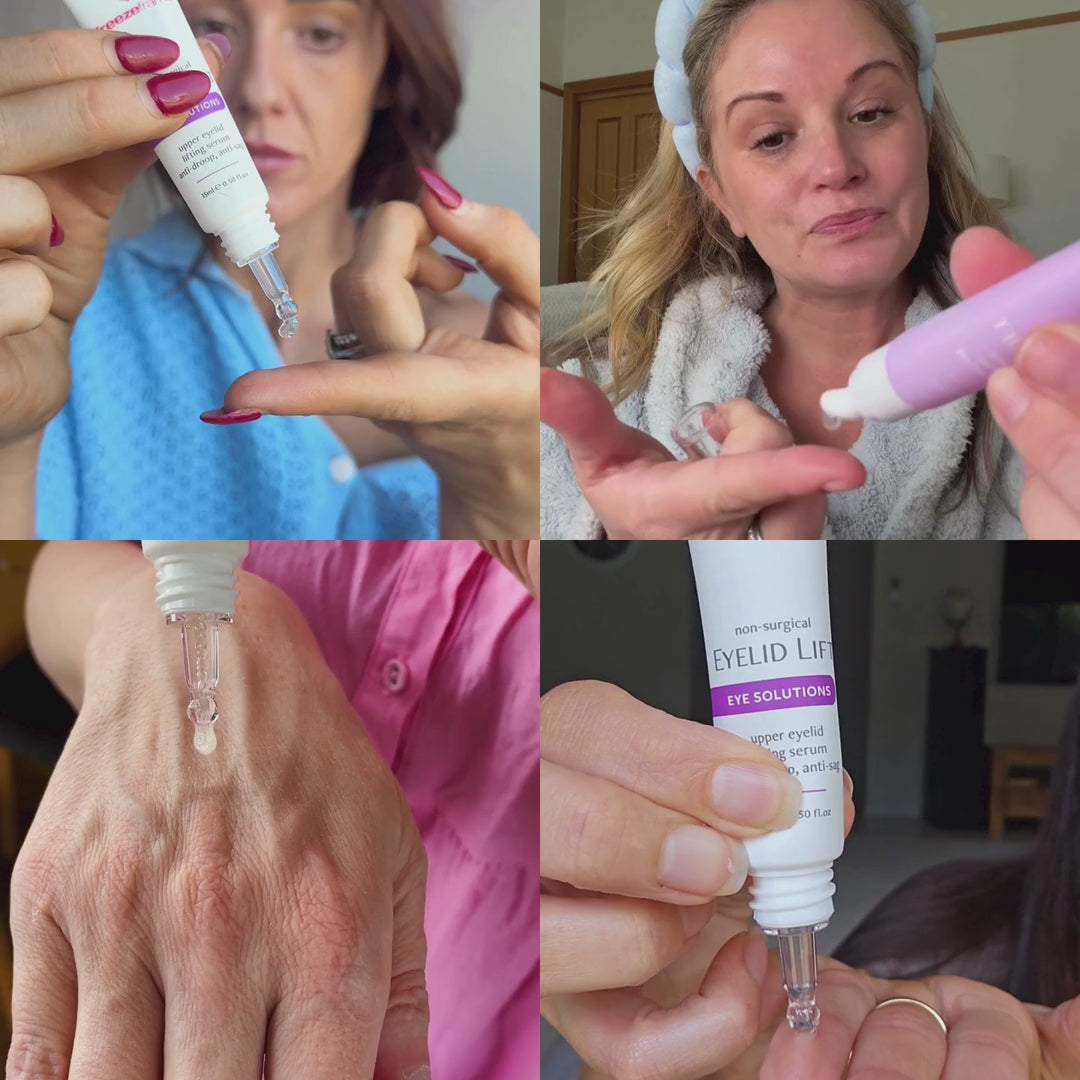 Women applying freezeframe's non-surgical EYELID LIFT