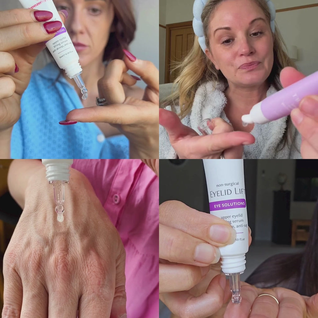 Women applying freezeframe's non-surgical EYELID LIFT